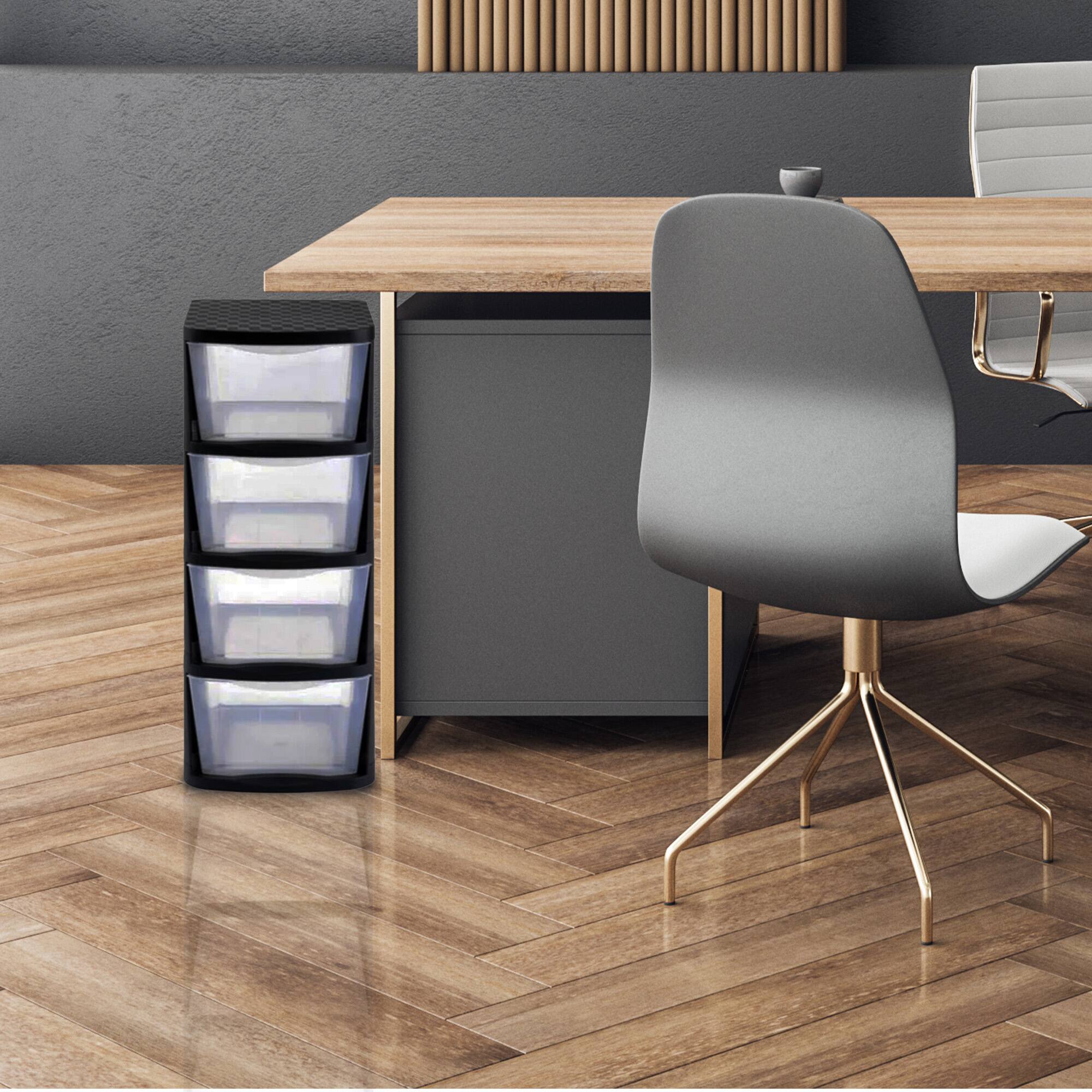 Alt View 2. Juggernaut Storage - Juggernaut Storage Clear Plastic 4 Drawer Home Storage Tower with Black Frame.