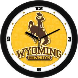 MpDirect - Wyoming Cowboys 11.5'' Suntime Premium Glass Face Dimension Wall Clock - Multicolor