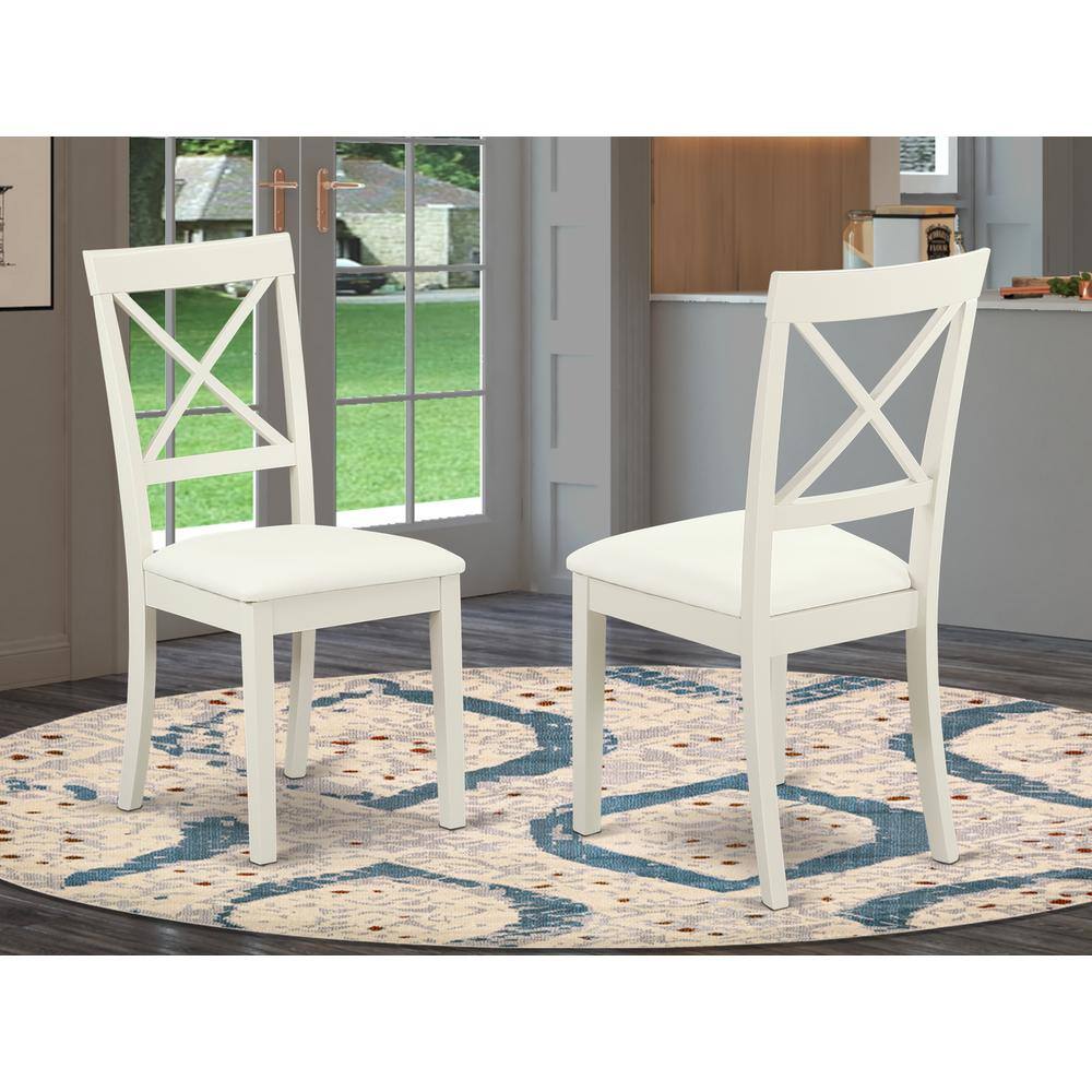 Angle. East West Furniture - Dining Chair Linen White - Brown.
