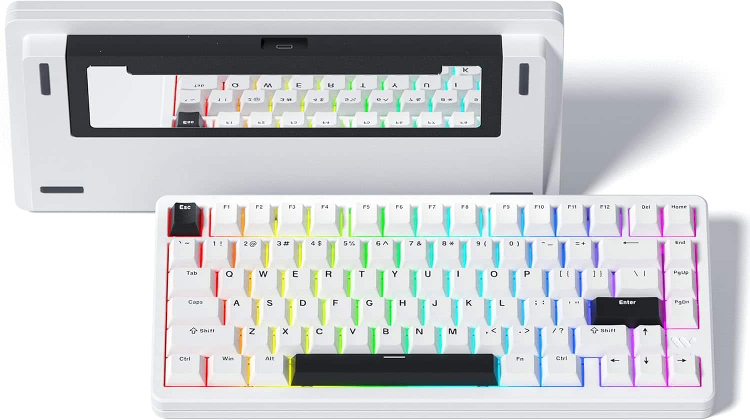 Womier - SK75 75% Keyboard with Full Aluminum Wireless Mechanical Gaming Keyboard - White