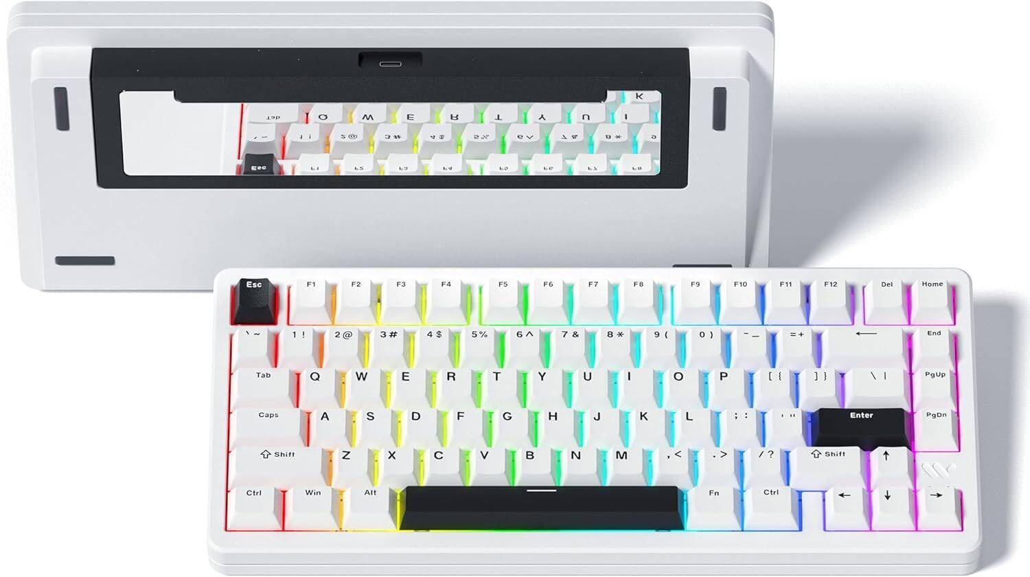 Womier - SK75 75% Keyboard with Full Aluminum Wireless Mechanical Gaming Keyboard - White