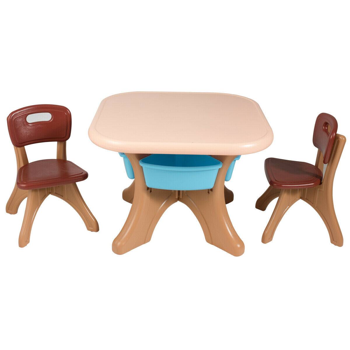 Front. Gymax - Gymax Children Kids Activity Table Chair Set Play Set Furniture W/Storage - Coffee.