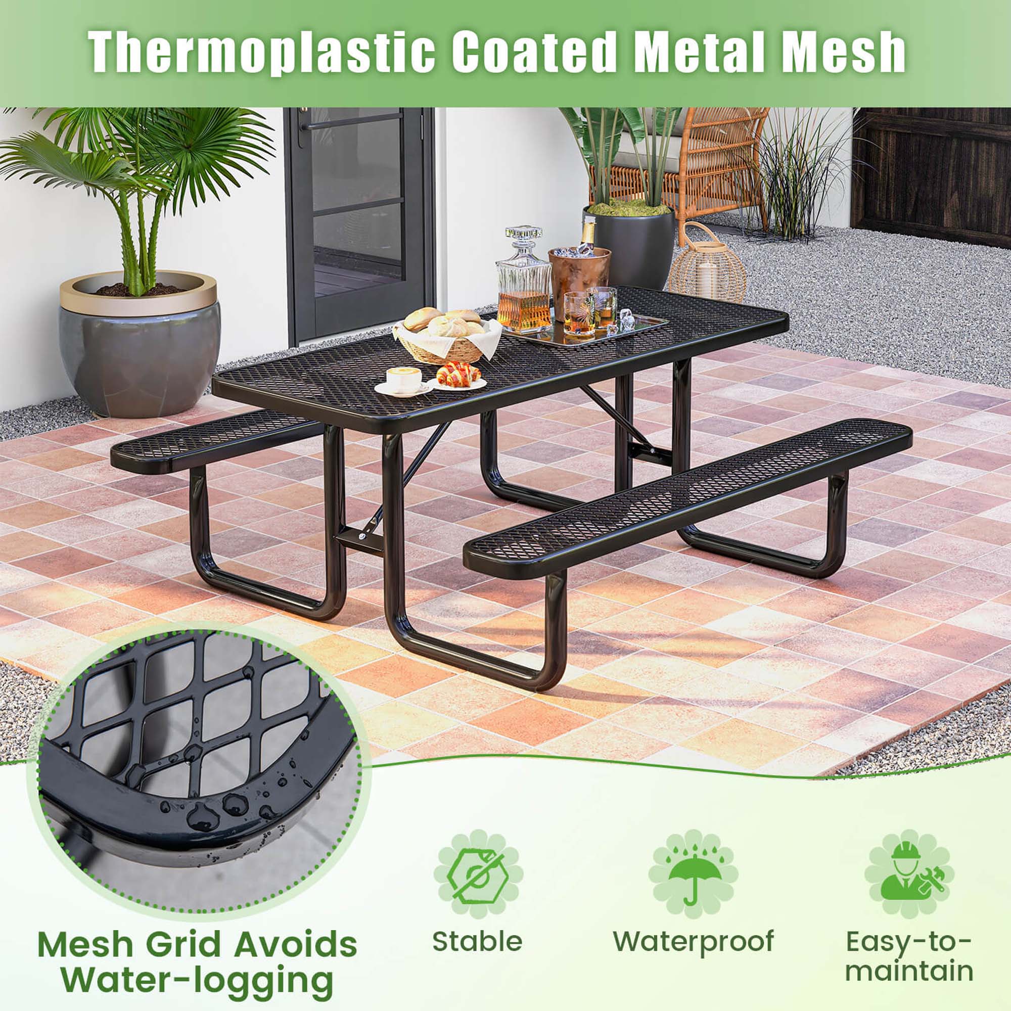 Thermoplastic Coated Metal Mesh, Mesh Grid Avoids Water-logging, Stable, Waterproof, Easy-to-maintain