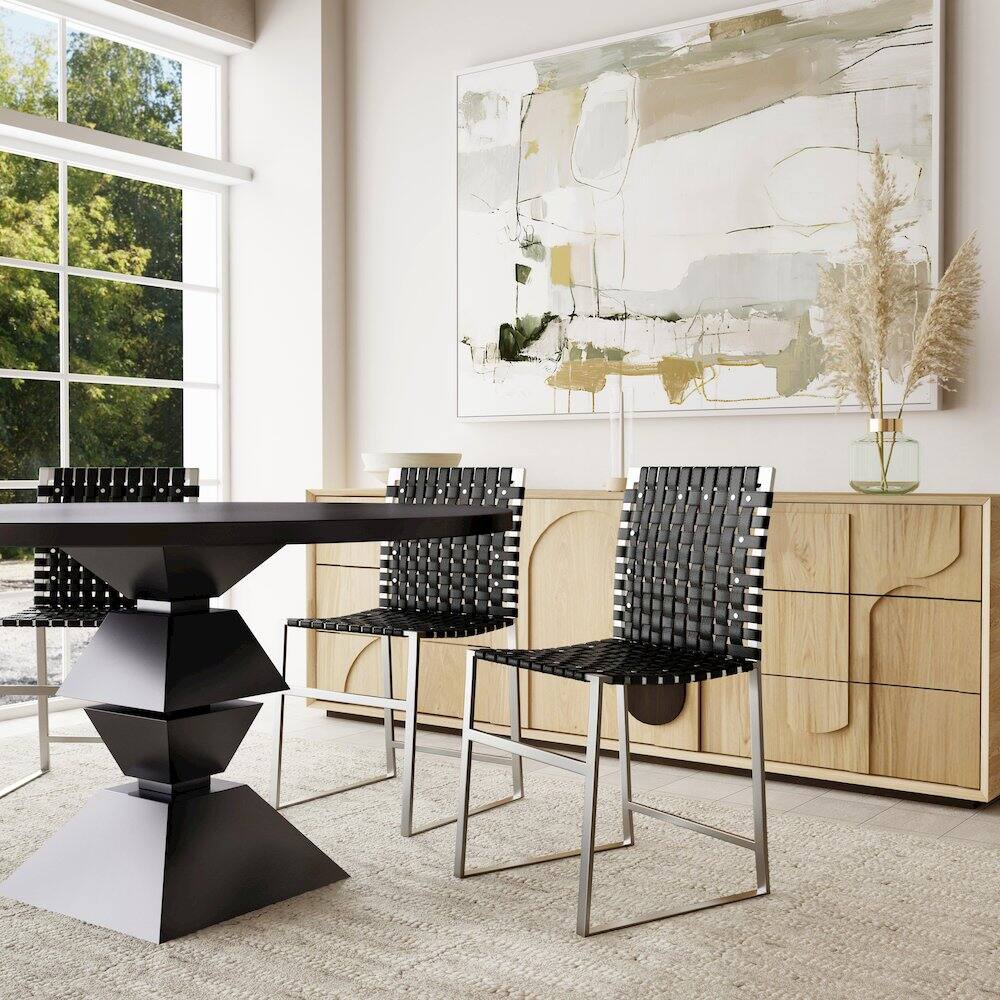 Left. Butler Specialty - Urban Woven Leather Side Chair - Black.