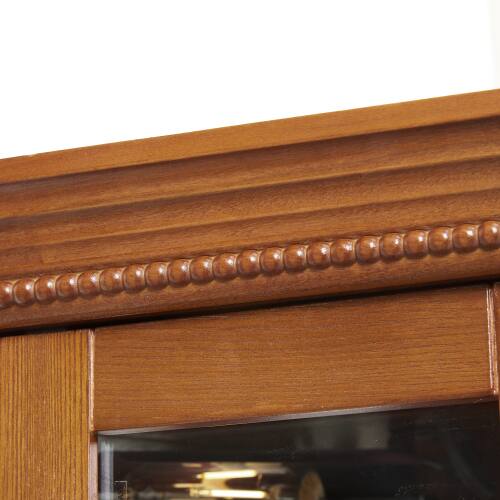 Alt View 1. LUCKY ONE - 15.35in Freestanding Corner Curio Cabinet with Tempered Glass Shelves LED Light for Bar Collectibles - Oak.