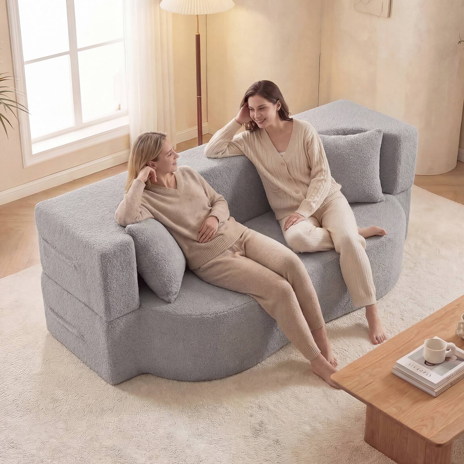 Alt View 1. Gymax - Gymax 75.5'' Folding Sofa Bed w/2 Comfortable Pillows No Assembly Needed for Guest Room Grey - Grey.