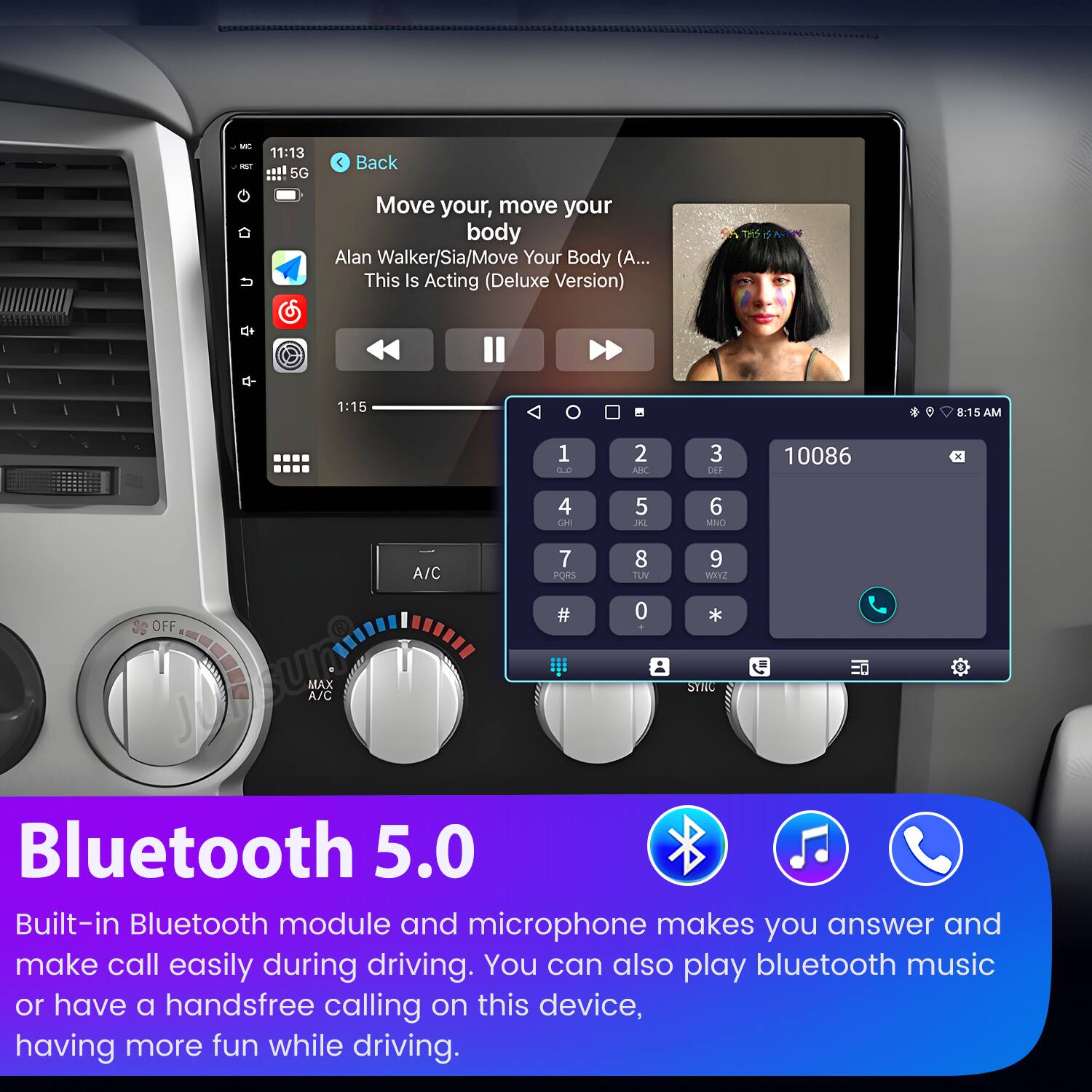 Junsun 10 Inch 8 Core carplay 4+64GB Android 15 For Toyota Tundra