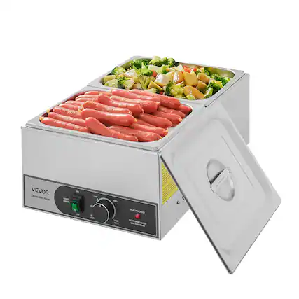 VEVOR Electric Bain Marie
POWER SWITCH
ON OFF
HEAT INDICATOR
LOW MEDIUM HIGH
LIGHT ON INDICATES HEATING