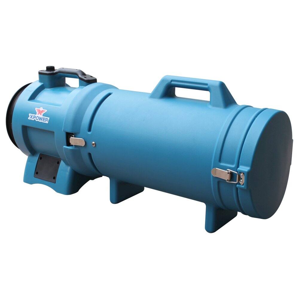 Back. XPOWER - Extra Flexible 8" Diameter 25 Ft Ventilation PVC Duct Hose with Carrier - Blue.