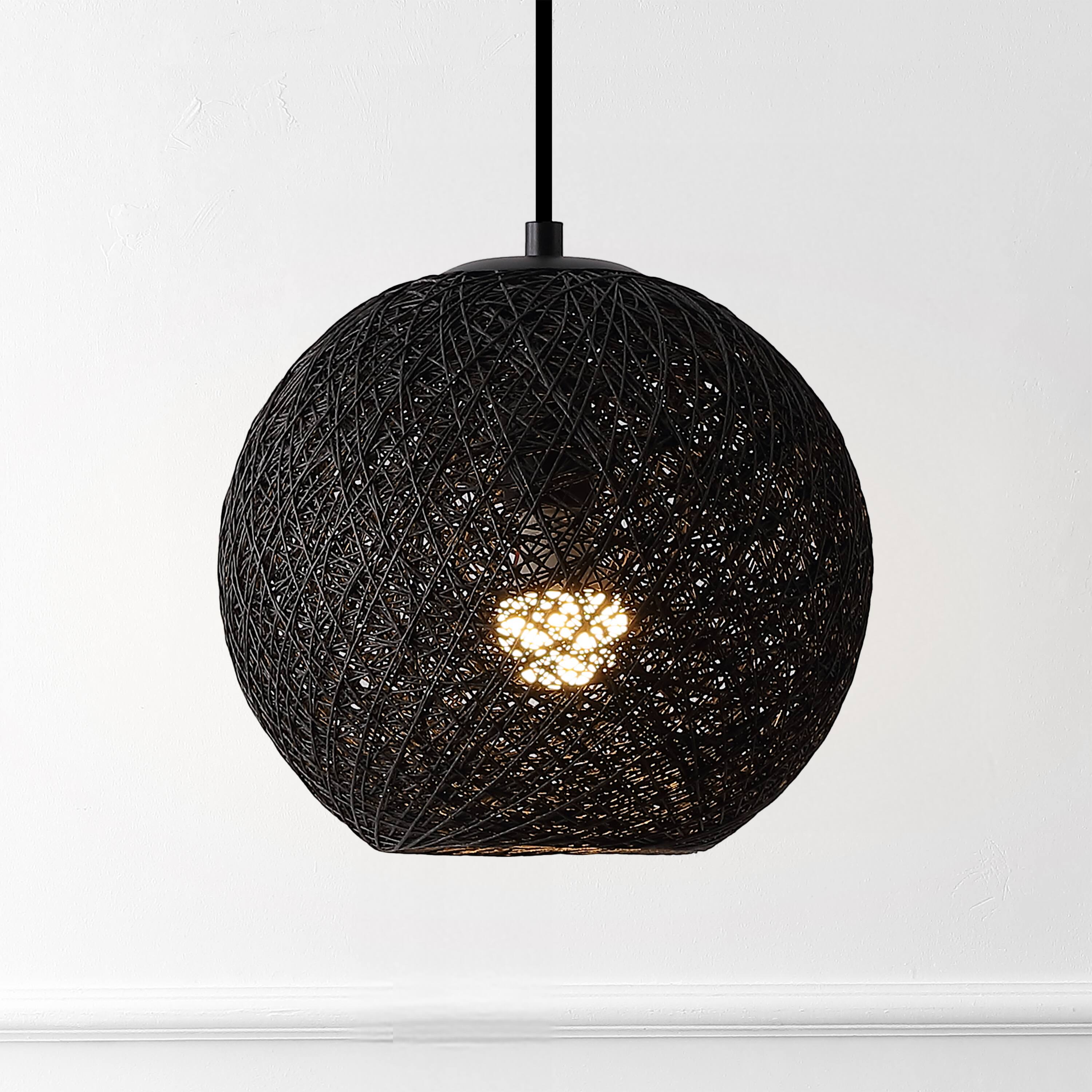 Jonathan Y Lacey 12 in. 1 Light Modern Bohemian Woven Paper Rope Round ...