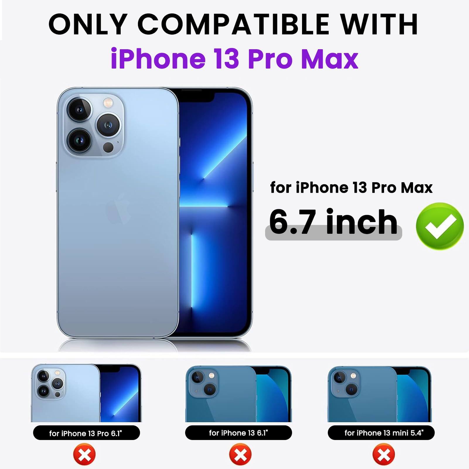 ONLY COMPATIBLE WITH iPhone 13 Pro Max for iPhone 13 Pro Max 6.7 inch for iPhone 13 Pro 6.1" for iPhone 13 6.1" for iPhone 13 mini 5.4"