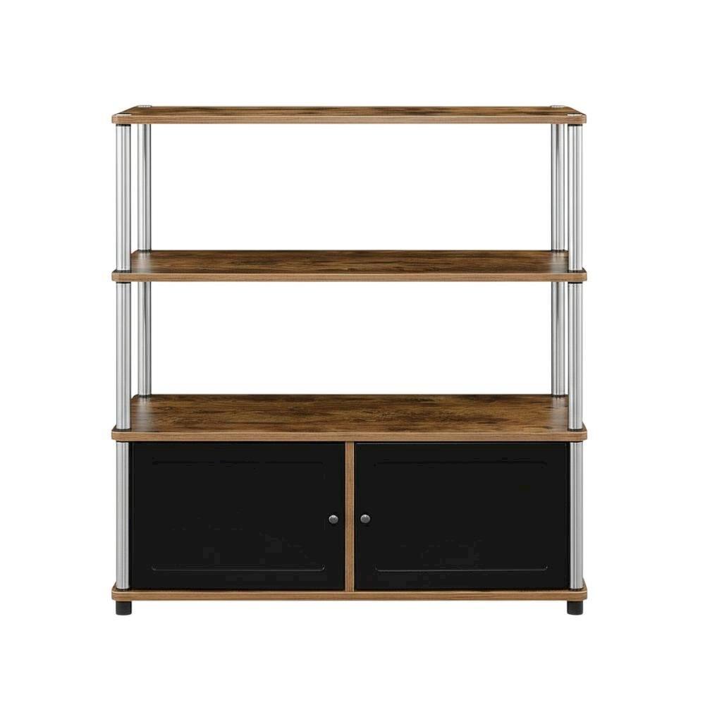 Alt View 3. FurniFact - Barnwood TV Stand with Storage Cabinets and Shelves for 40-Inch TVs - Brown.