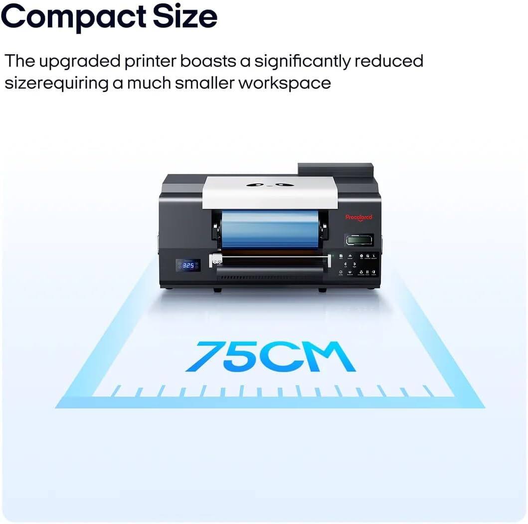 Compact Size

The upgraded printer boasts a significantly reduced size, requiring a much smaller workspace.

75CM