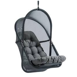 Manhattan Lane - Bery Patio Hanging Swing Chair, Cushioned Mesh - Dark Gray