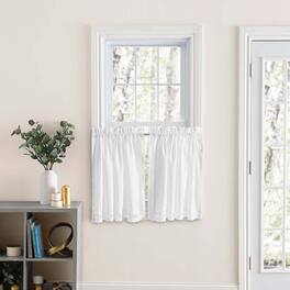 Ellis Curtain - Ellis Intricate Brush Fringe Sewn on Inside Edge and Bottom 1.5" Rod Pocket Tailored Tier 80"x36" - White