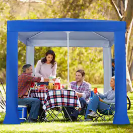 Mondawe - Beach Canopy Tent w Detachable Sidewall & Folding Table UPF 50+ Sandbags for 2-4 People - Blue