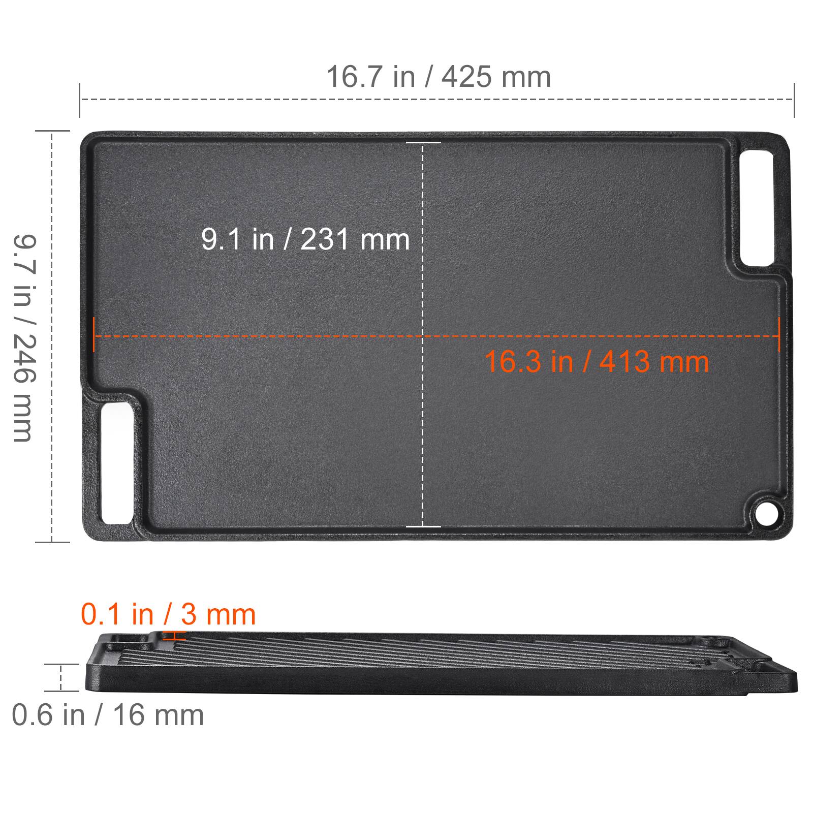 16.7 in / 425 mm
9.7 in / 246 mm
9.1 in / 231 mm
16.3 in / 413 mm
0.1 in / 3 mm
0.6 in / 16 mm