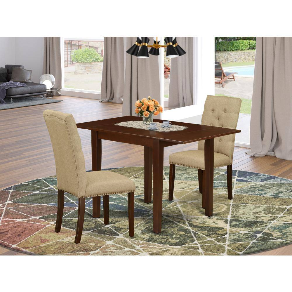 Angle. East West Furniture - Dining Room Set Mahogany - Brown.