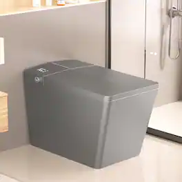 Loheer - Square Smart Toilet Built In Tank Bidet Toilet with Remote Control - Matte Gray