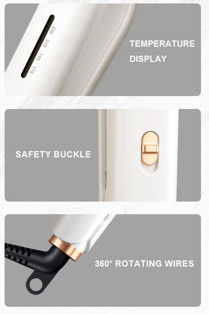 - 230 210 190 170
- TEMPERATURE DISPLAY
- SAFETY BUCKLE
- 360° ROTATING WIRES