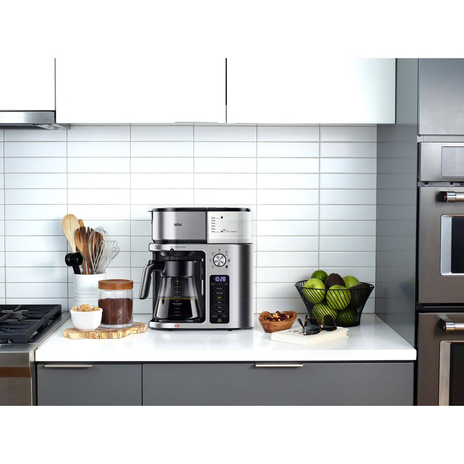 Alt View 9. Nespresso - MultiServe Plus 10- Cup Pod Free Drip Coffee Maker, 7 Brew Sizes / Hot & Cold Brew & Hot Water for Tea, Stainless steel - Stainless.