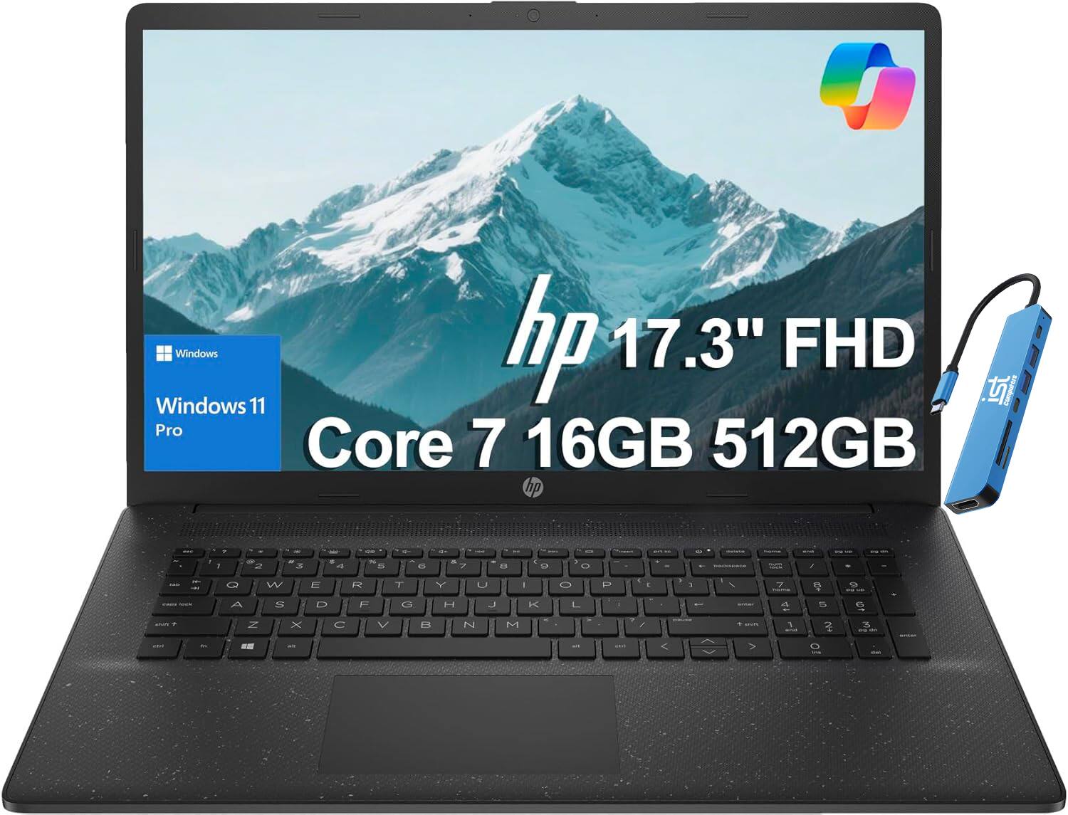 Sure, here is the corrected and grouped text:

- Windows 11 Pro
- hp 17.3" FHD
- Core 7
- 16GB
- 512GB