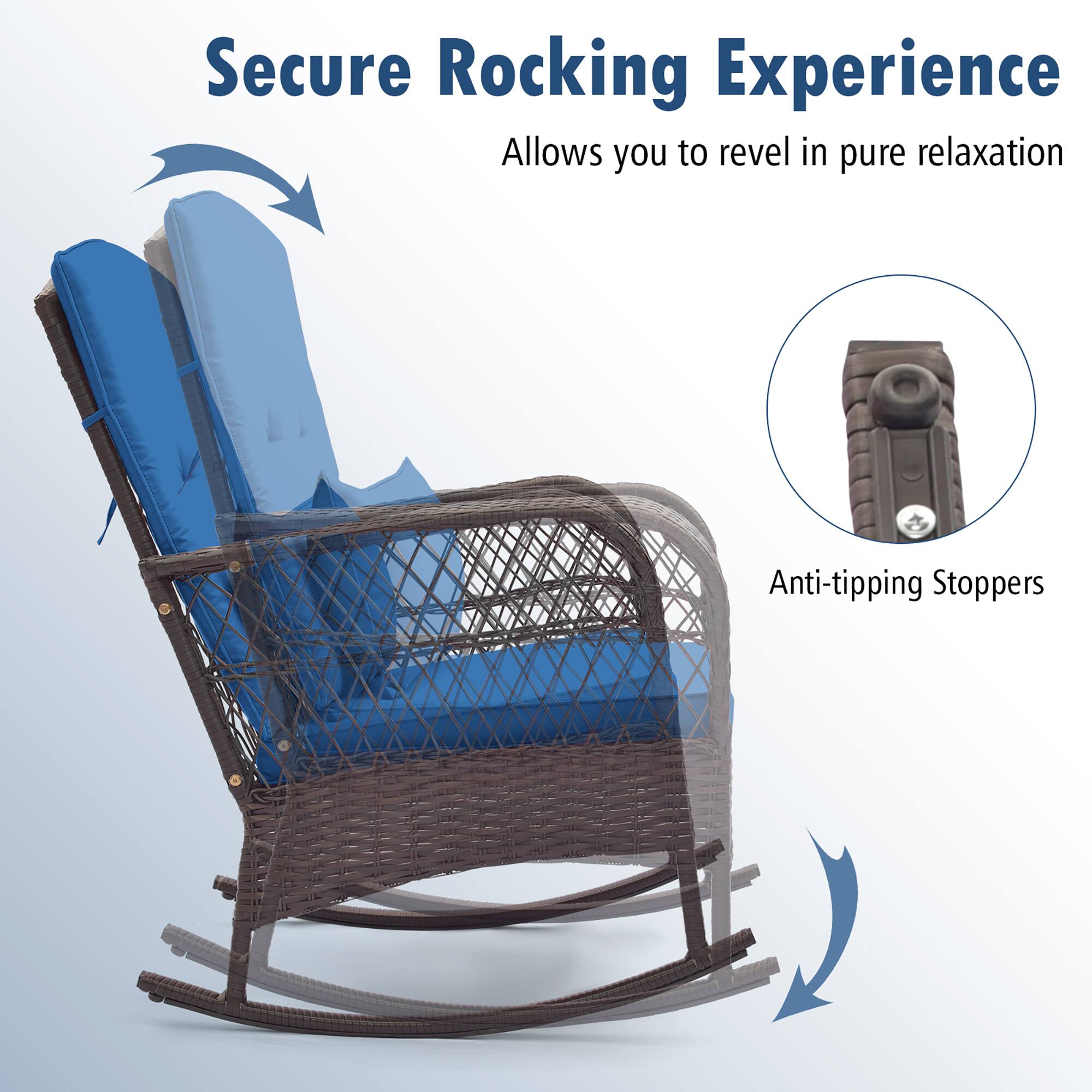 Secure Rocking Experience  
Allows you to revel in pure relaxation  

Anti-tipping Stoppers