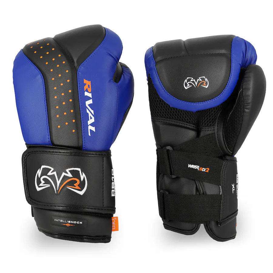 Blue Rival Boxing Gear RIVAL Boxing RB10 Intelli Shock Hook and Loop Bag Gloves Medium Black ...
