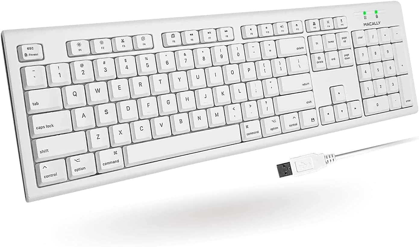 Macally - Full-Size USB Wired Keyboard - White