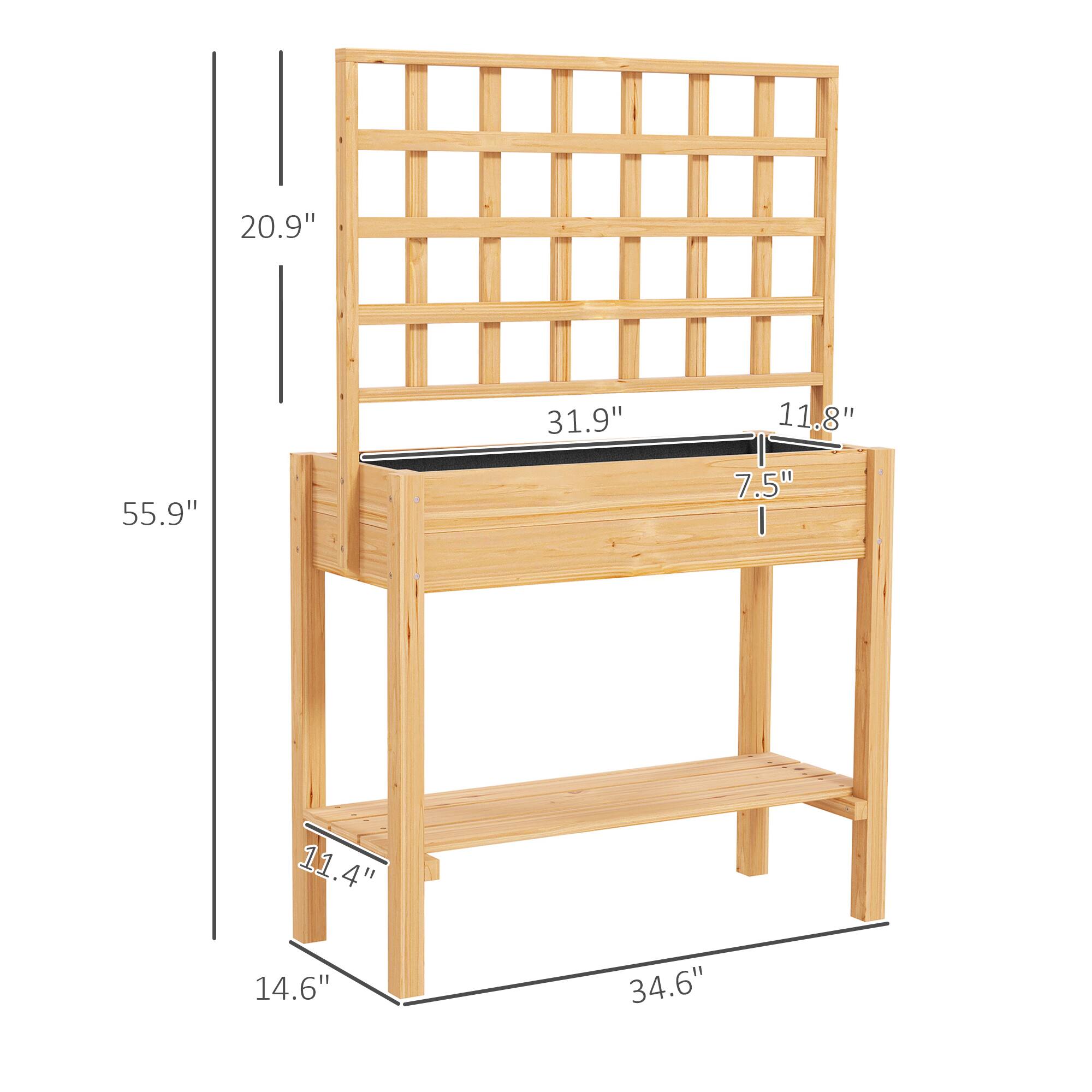 - Height: 55.9"
- Width: 34.6"
- Depth: 14.6"
- Top shelf height: 20.9"
- Top shelf depth: 31.9"
- Top shelf width: 11.8"
- Middle shelf height: 7.5"
- Middle shelf depth: 11.4"