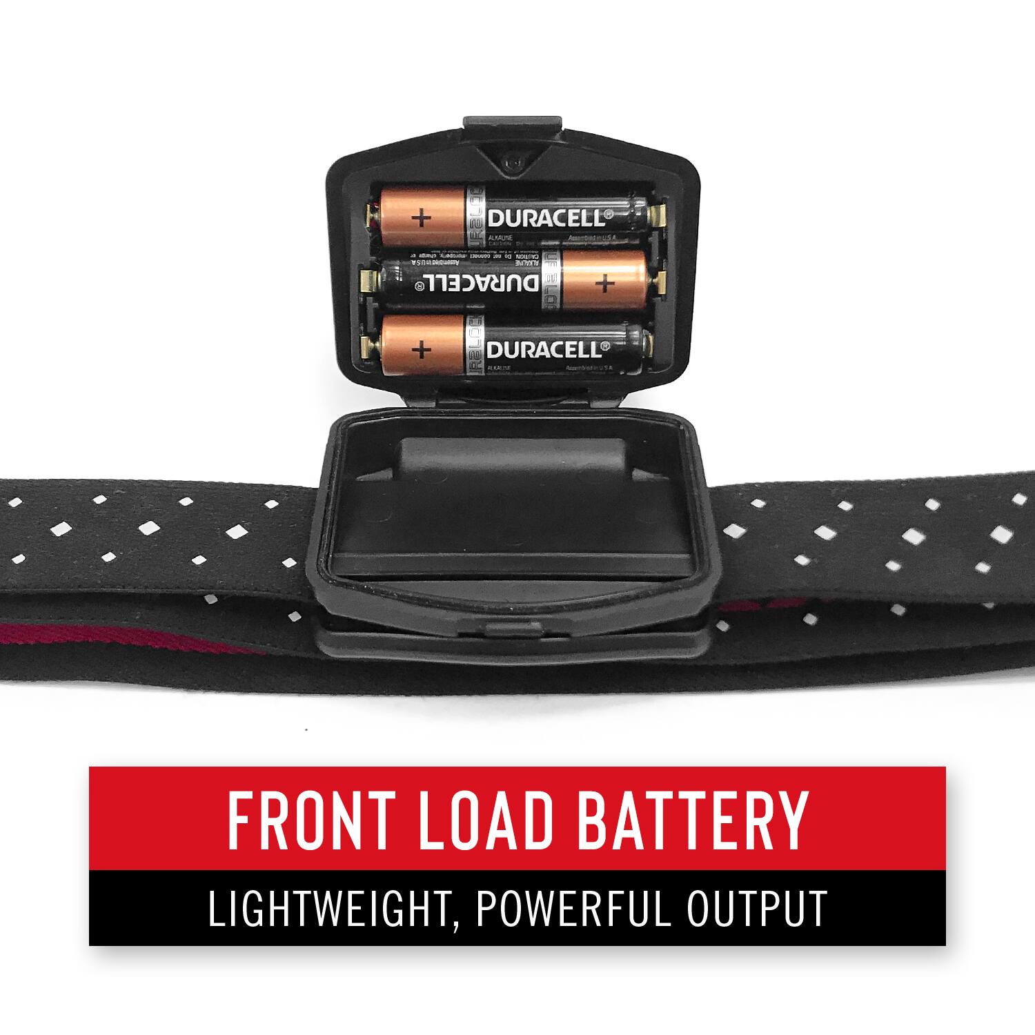 DURACELL  
FRONT LOAD BATTERY  
LIGHTWEIGHT, POWERFUL OUTPUT
