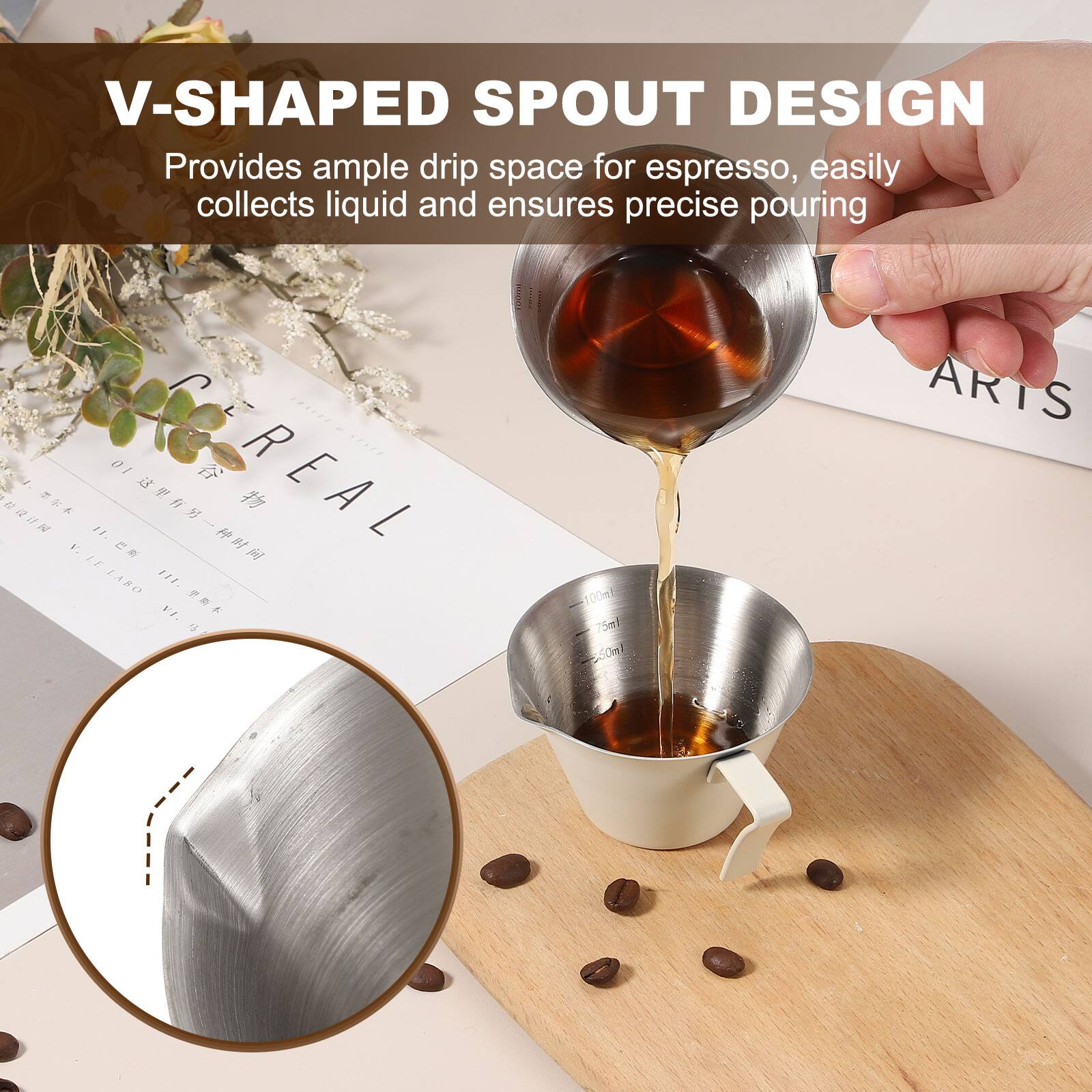 V-SHAPED SPOUT DESIGN  
Provides ample drip space for espresso, easily collects liquid and ensures precise pouring  

11.01 CEREAL  

VICLASO LF LASO 111. .  
100ml - 72250ml ARTS