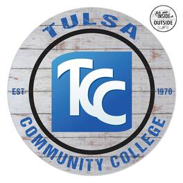 Jardine - Tulsa Community College 20'' x 20'' Indoor/Outdoor Weathered Circle Sign - White