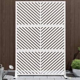 PexFix - 72 in. x 47 in. Parallel Pattern Metal Outdoor Privacy Screen & Panels, Freestanding Garden Divider Fence - White