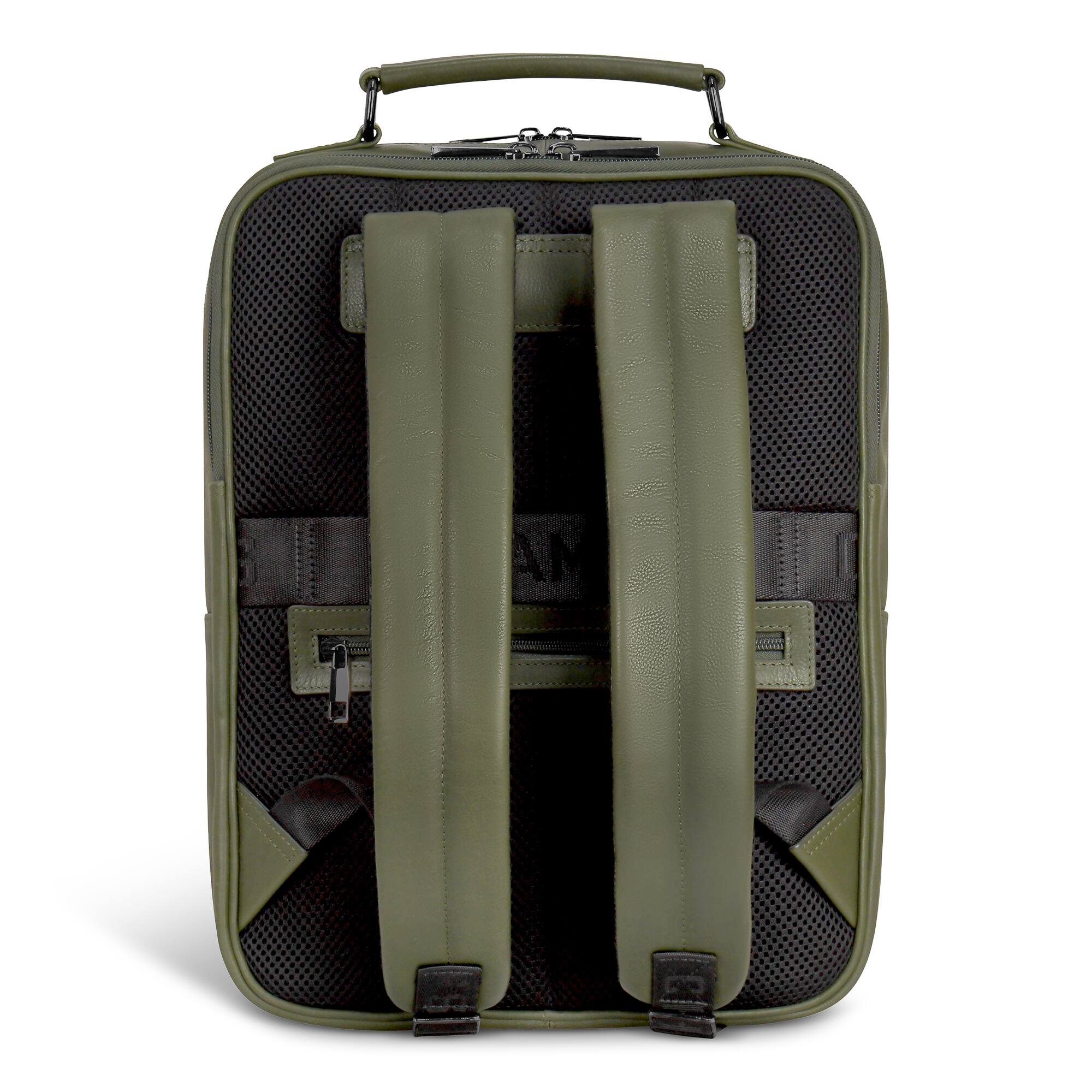 Back. Champs - Onyx Collection - Leather Compact Laptop Backpack - Khaki.