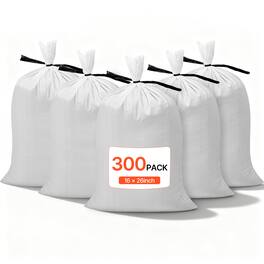 VEVOR - Empty Sandbags, 300 Packs 16 x 26 in, Heavy Duty Sand Bags Sacks with Ties, 50lb Capacity Woven Polypropylene Sandbags - White