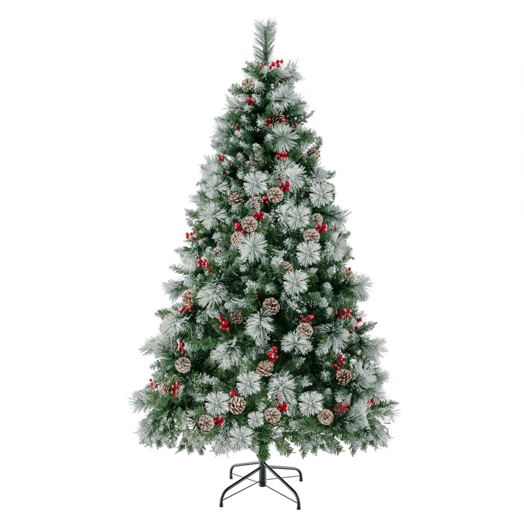 Alt View 19. Costway - 6 FT Pre-Lit Artificial Christmas Tree Hinged with Pine Needles 350 LED Lights - Green/White.