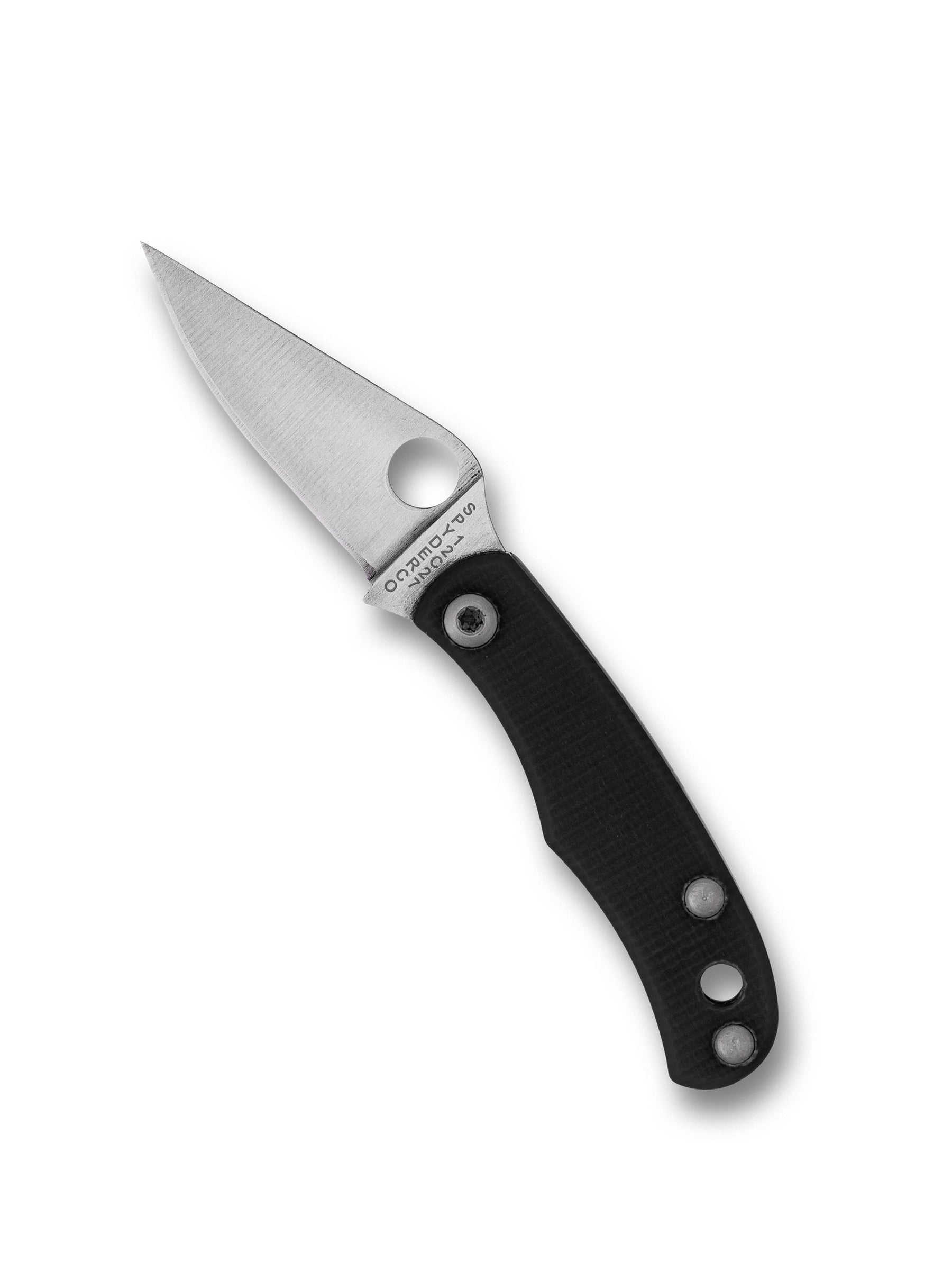 Front. Spyderco - Spyderco Bug Micro Steel Blade Slipjoint Pocket Knife, Satin Blade, Black Handle.