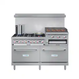 Koolmore - 60 in. Commercial LP Range with 24 in. Griddle and Broiler in Stainless-Steel (KM-CRGB60-LP) - Stainless Steel