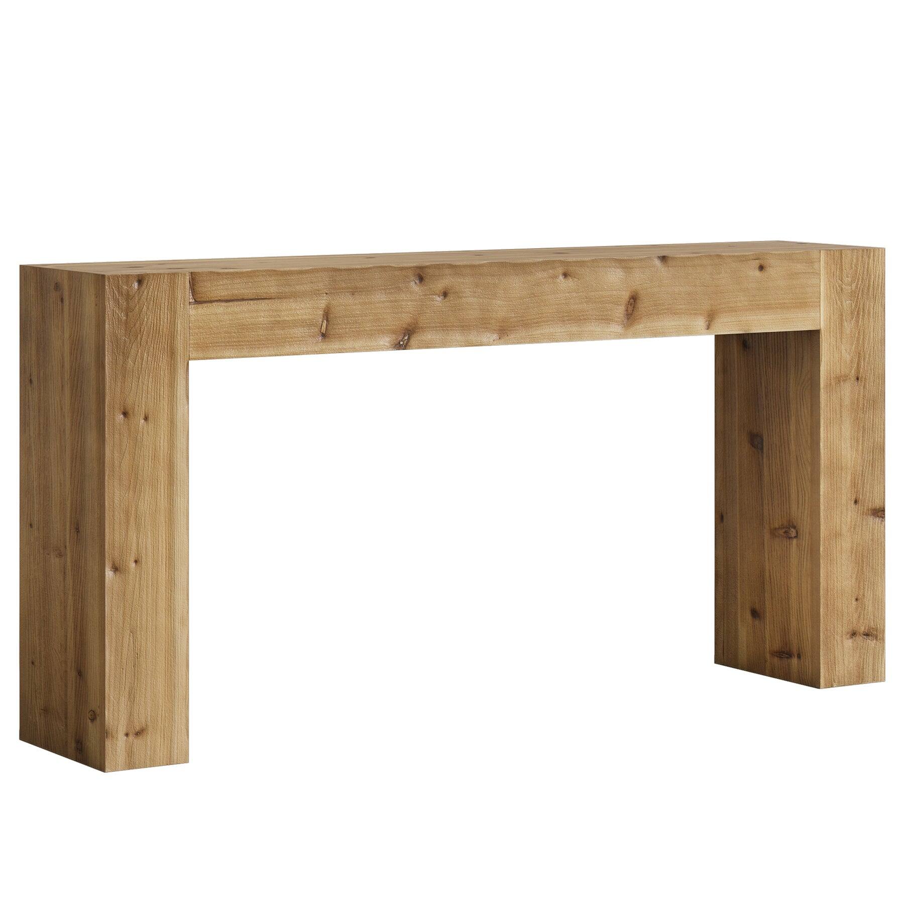 Alt View 4. Tribesigns - Farmhouse Solid Wood Console Table with Rectangular Top for Entryway, Hallway and Living Room - Light Brown.