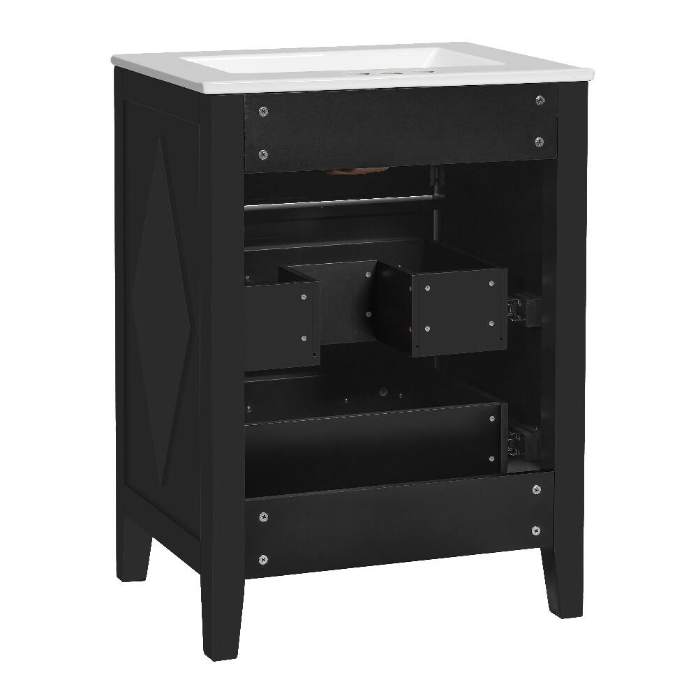 Alt View 10. Loheer - Loheer 24 inch bathroom vanity with sink Black Freestanding - Black.