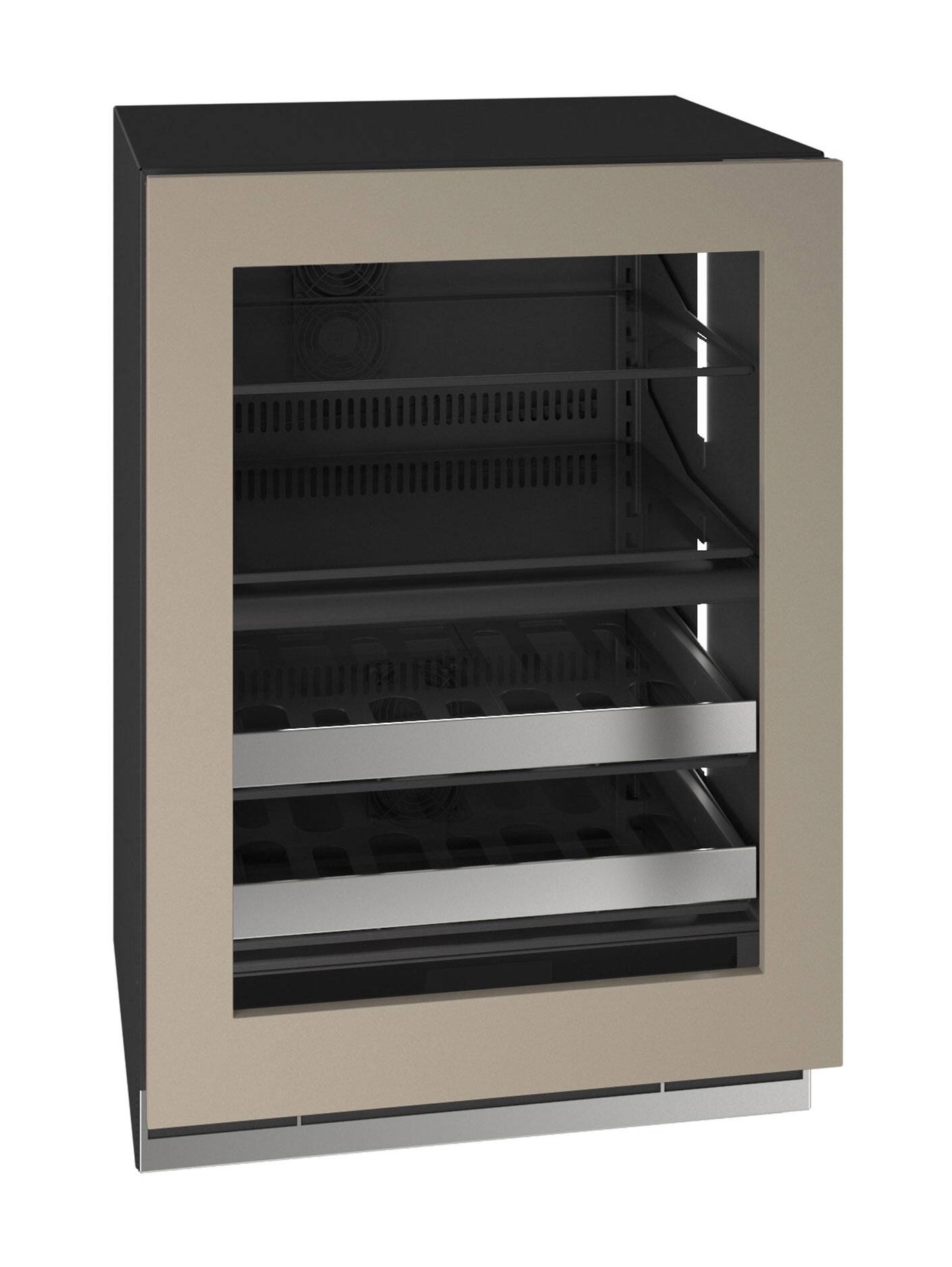 Angle. U-Line - U-Line 24"W. 4.9 Cu.Ft. Built-In Panel Ready w. Glass Dual-Zone Compact Beverage Center - Panel Ready.