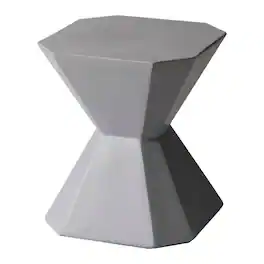 LeisureMod - Azure Modern Round Fiberstone Side Table, Indoor/Outdoor Weather Resistant Accent Table - No Assembly - Gray