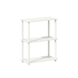 FurniFact - Engineered Wood 3-Tier Display Rack with Shelving Unit and Bookcase for Home - White