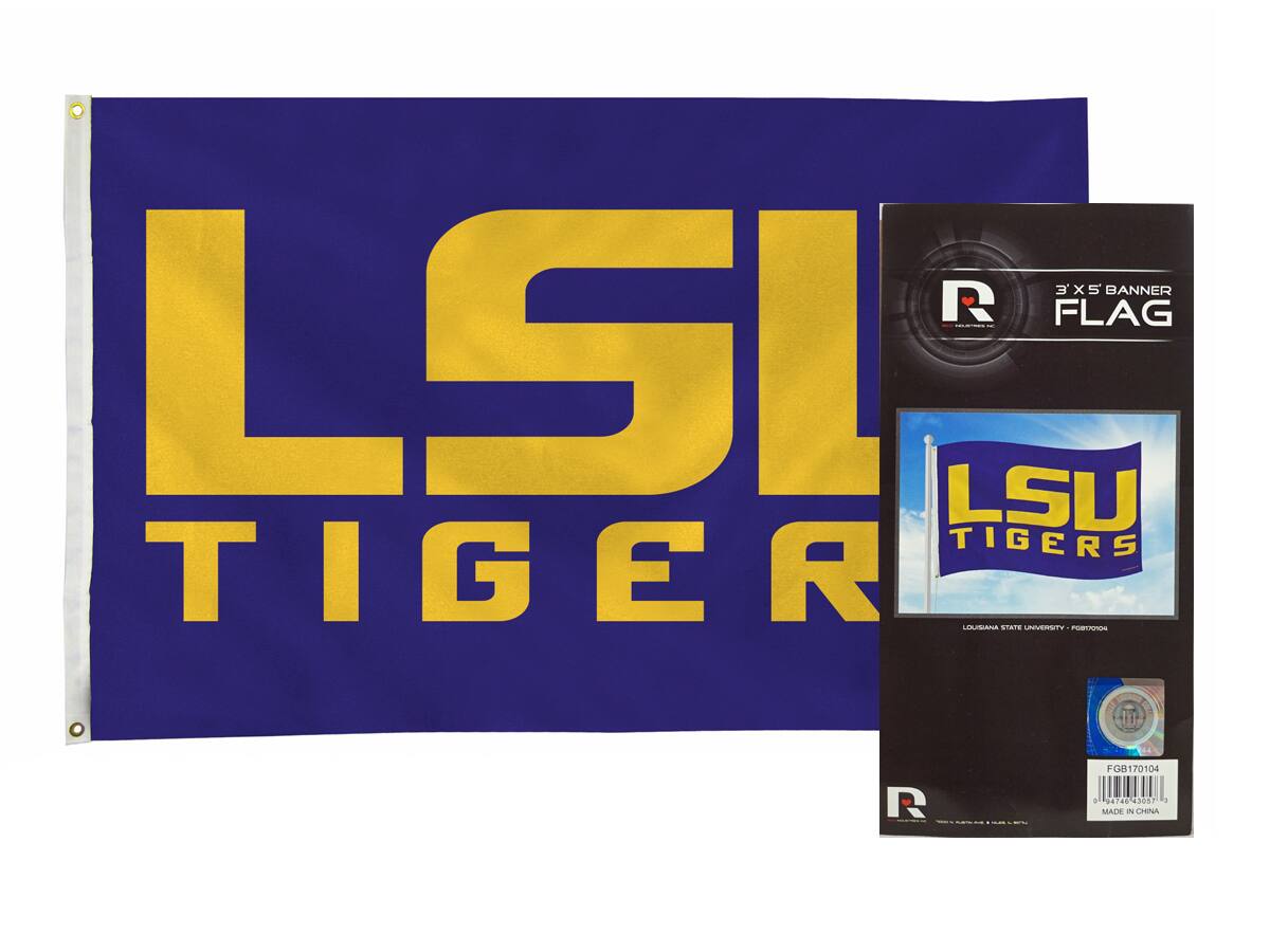 3' x 5' Banner Flag  
LSU Tigers  
Louisiana State University - Baton Rouge  
FG8170104  
Made in China