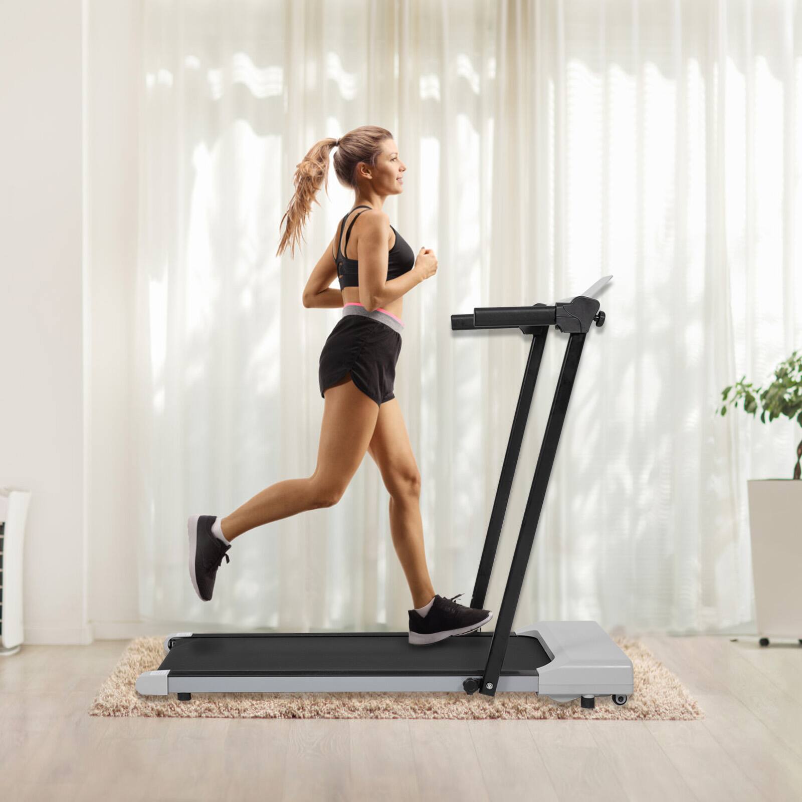 Alt View 1. Chery Life - Gray Treadmill with LED for Walking and Running - Gray.