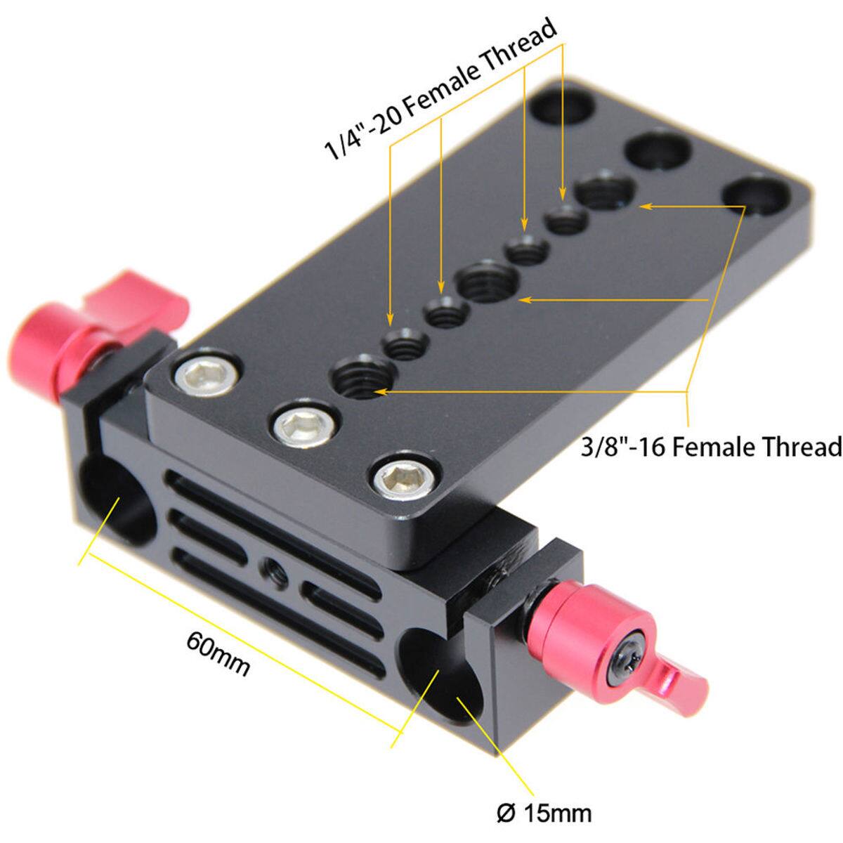 Thread Female 1/4"-20 3/8"-16 Female Thread 60mm 15mm
