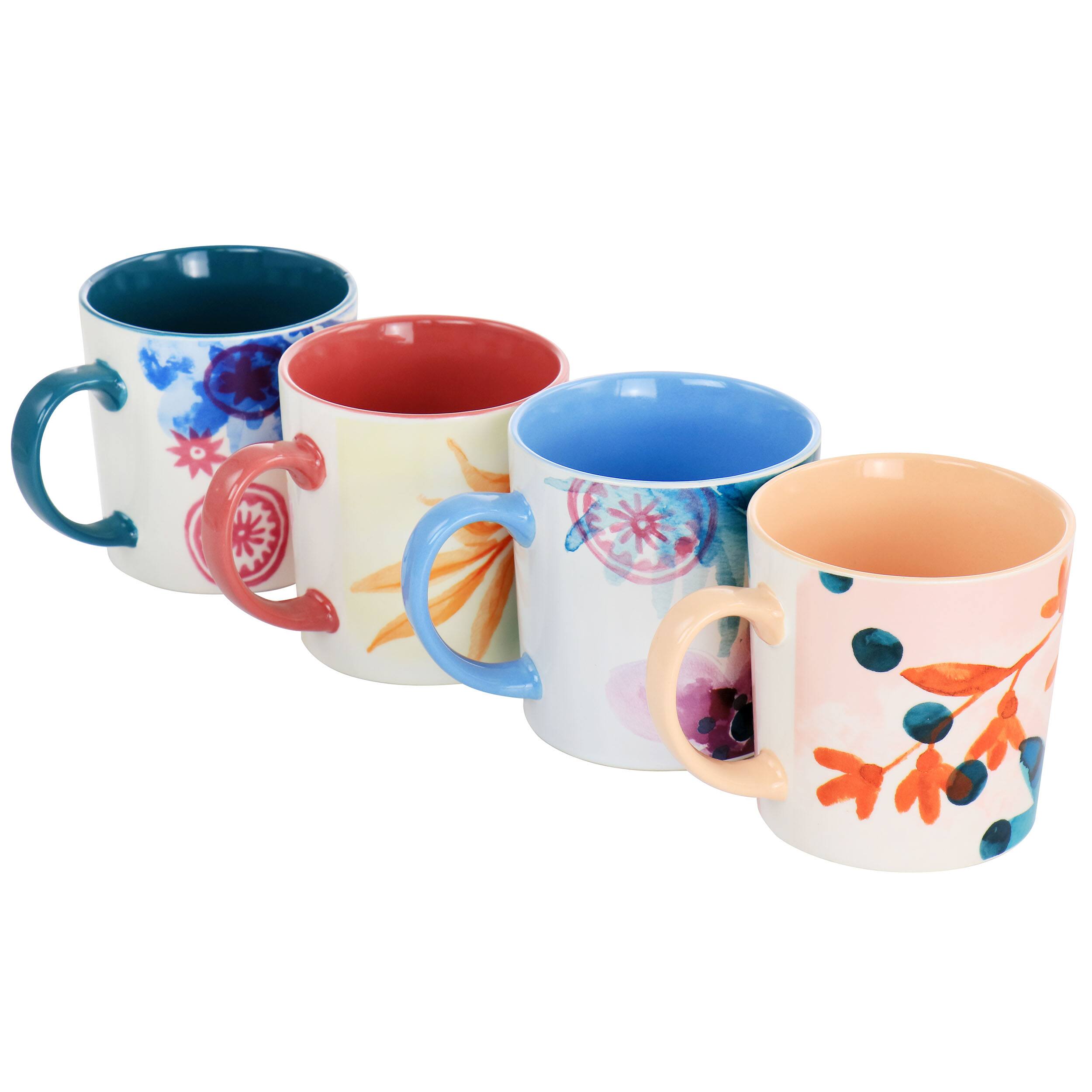 Alt View 1. Gibson - Spice by Tia Mowry Goji Blossom Fine Ceramic 4 Piece 17oz Mug Set in Multi Color - Multi-Color.