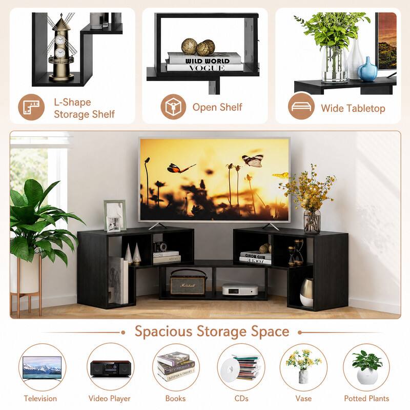WILD WORLD VOGUE

L-Shape Storage Shelf
Open Shelf
Wide Tabletop

WORLD MILD VOGUE
Malshall
Spacious Storage Space
STIFIOS
Television
Video Player
Books
CDs
Vase
Potted Plants