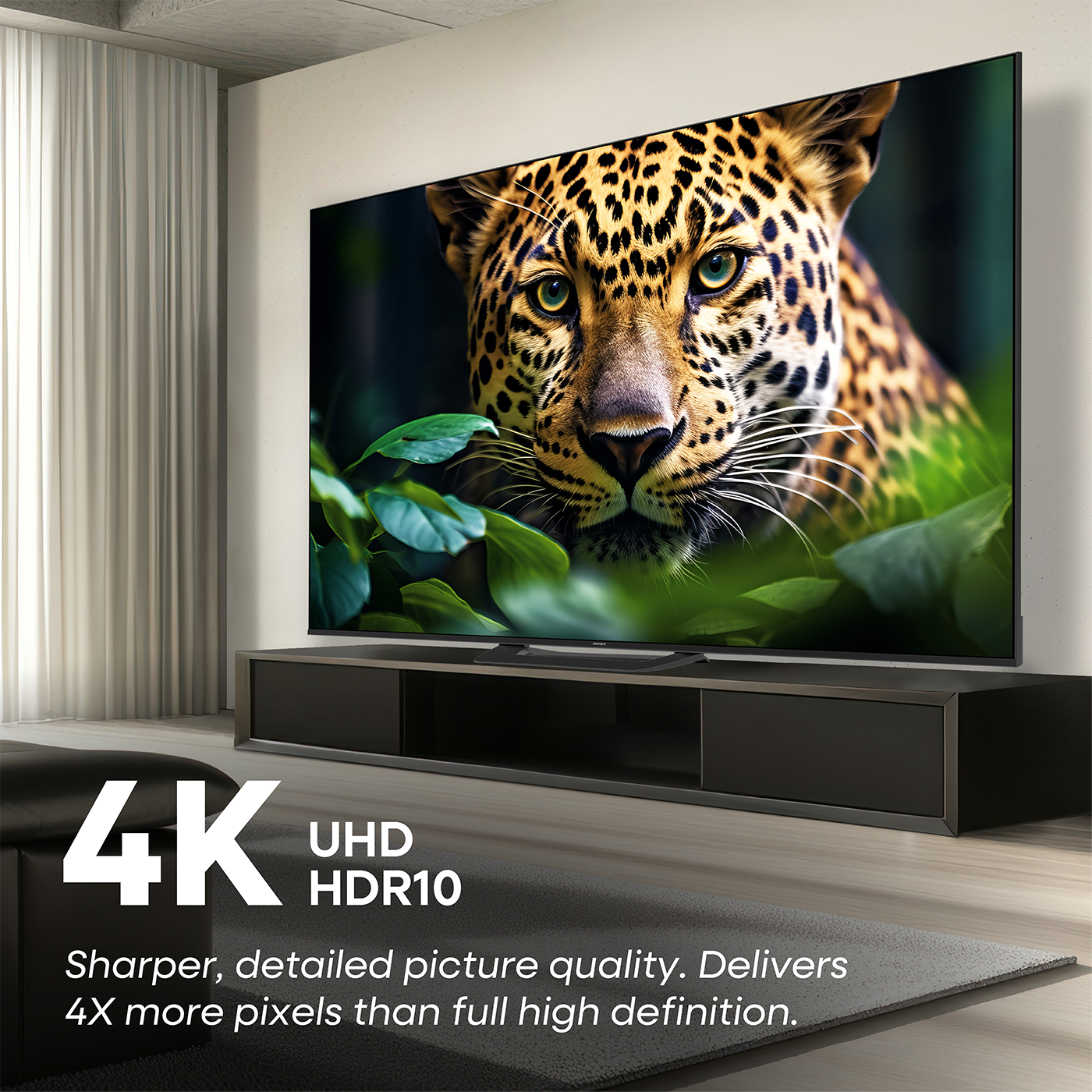4K UHD HDR10  
Sharper, detailed picture quality. Delivers 4X more pixels than full high definition.
